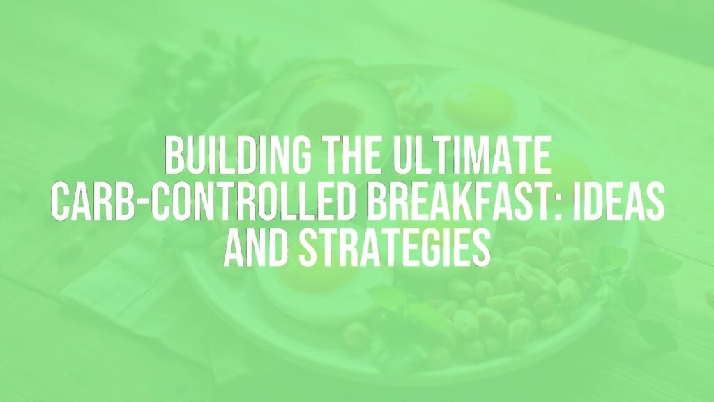 A delicious and healthy carb-controlled breakfast spread, featuring eggs, avocado, nuts, and fresh greens on a wooden table, soft morning light, realistic.