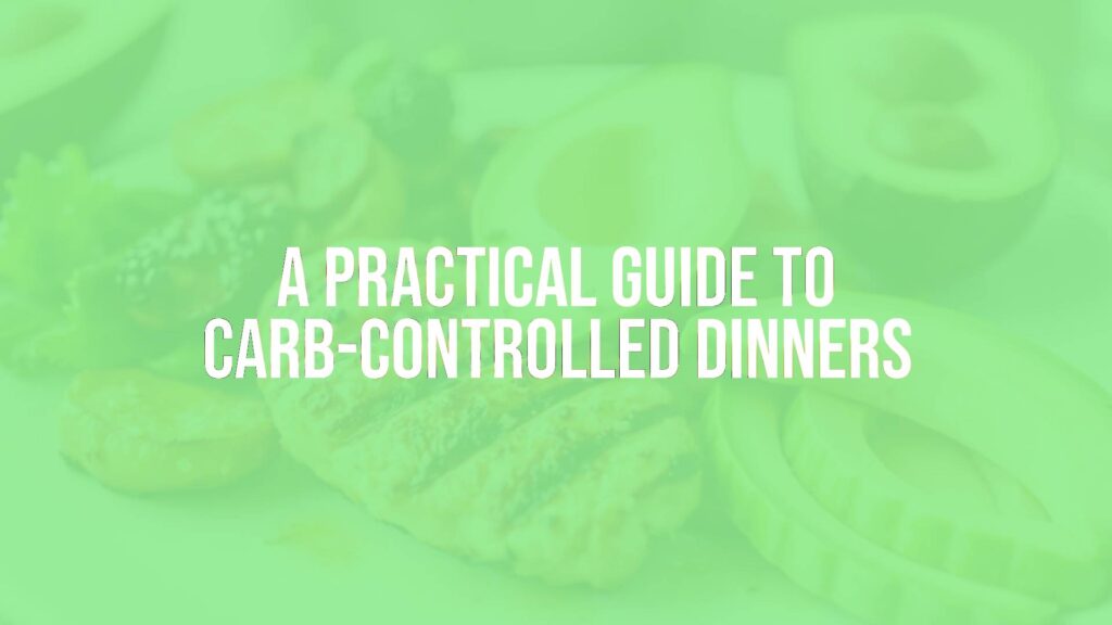 A delicious, healthy carb-controlled dinner plate with grilled chicken, roasted vegetables, and avocado, vibrant colors, fresh ingredients, modern food photography style.