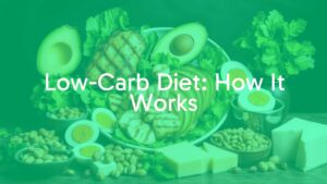 A vibrant table spread with low-carb foods like grilled chicken, avocado, leafy greens, eggs, nuts, and cheese, dark background, soft lighting, realistic.