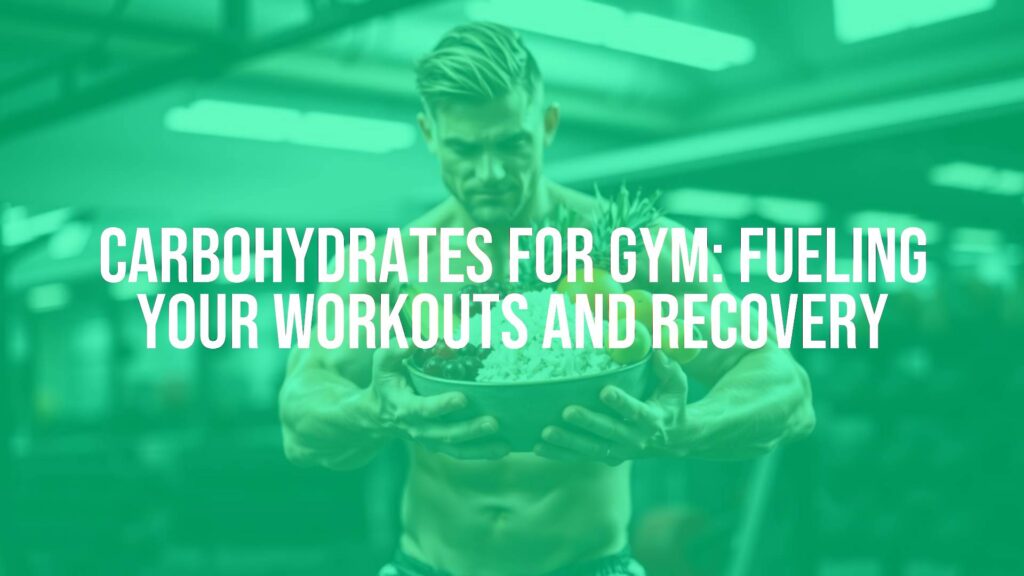 A muscular athlete holding a bowl of healthy carbohydrates like rice and fruits, gym background, energetic vibe, realistic.