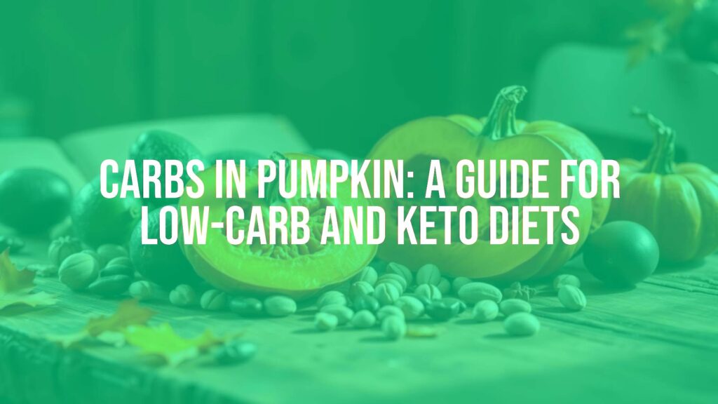 A vibrant orange pumpkin sliced open on a wooden table, surrounded by low-carb and keto-friendly foods like avocado and nuts, warm autumn lighting, realistic.