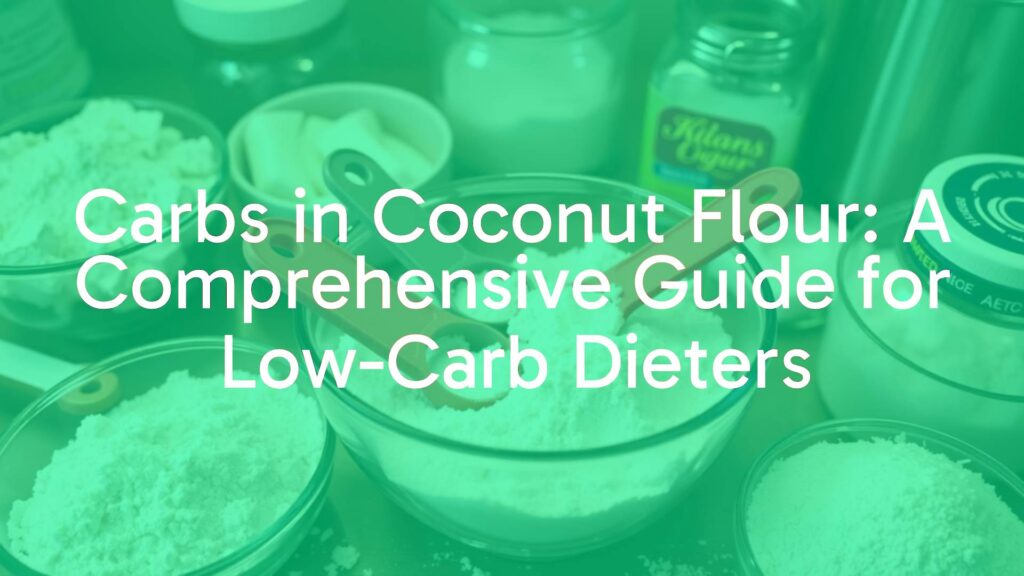 A bowl of coconut flour with measuring spoons, low-carb baking ingredients around, warm kitchen lighting, realistic.