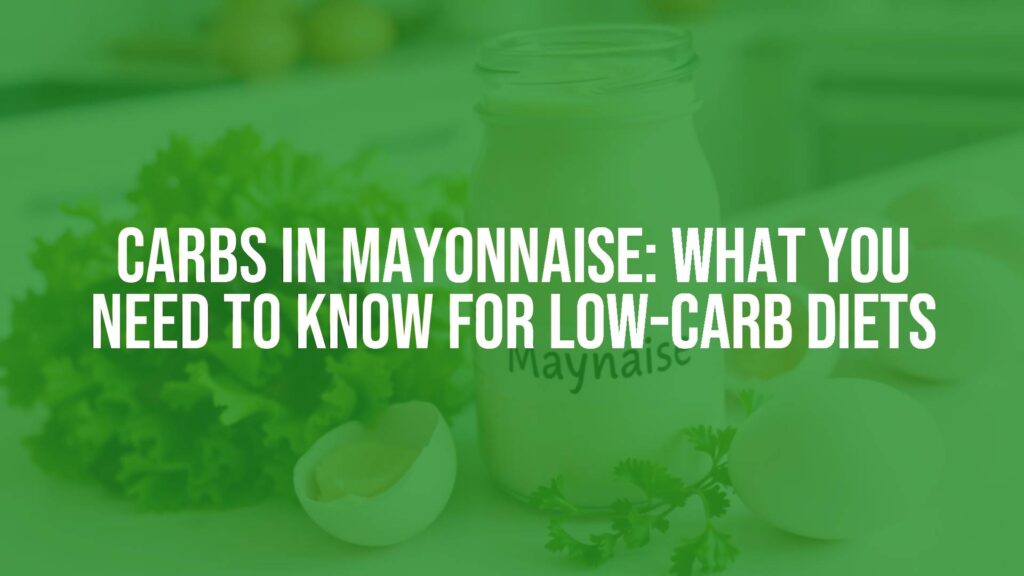 A jar of creamy mayonnaise on a kitchen counter with low-carb foods like lettuce and eggs, bright and clean, realistic.